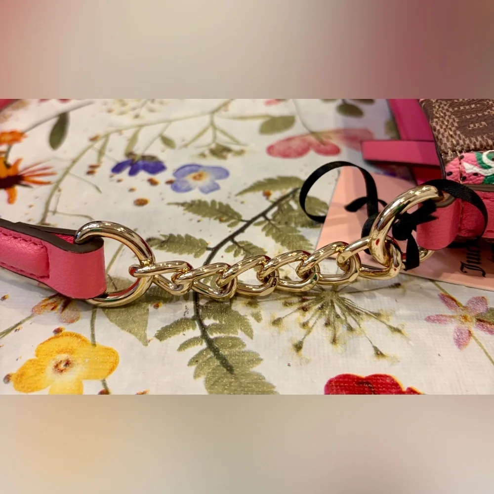 NWT JUICY COUTURE Pink Strawberry Print Shoulder Bag with 2 strawberry charm🍓 - Picture 11 of 13